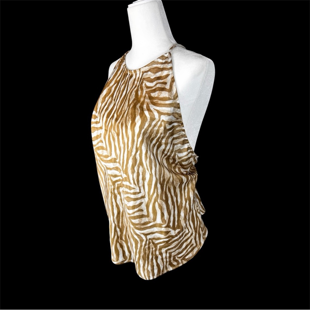 Banana Republic Brown and White Zebra Print Blouse size XLarge